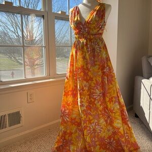 J. Crew Yellow Floral Halter Maxi Dress